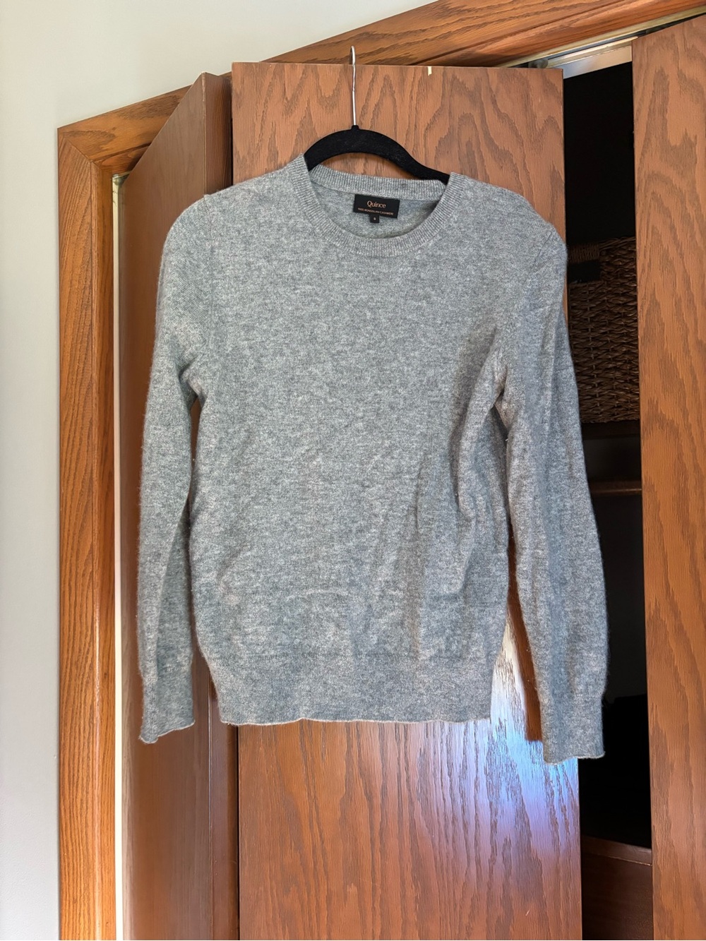 Quince Grey Mongolian Cashmere Crewneck Sweater